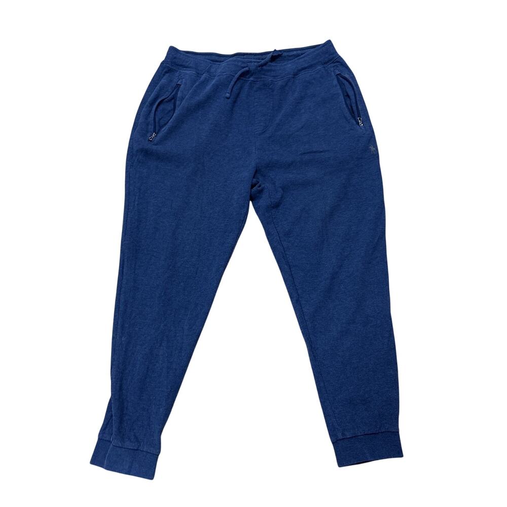 Polo Ralph Lauren Men Size L Blue Double Knit Jogger Sweatpants Zipper Pockets